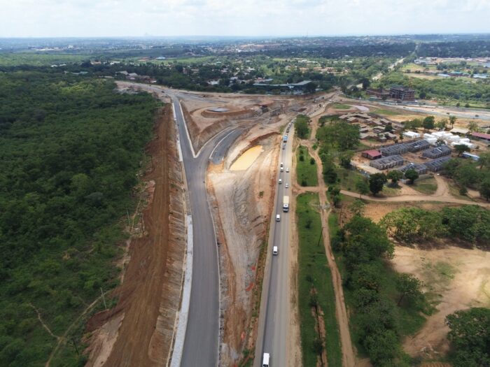 Road interchange with multilevel lanes at Area 18, Lilongwe